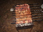 на шашлыках.