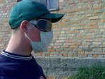 В наморднике :)