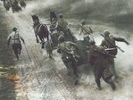 Советские артиллеристы с 45-мм противотанковыми пушками (на переднем плане пушка образца 1937 года — 53-К) меняют огневые позиции юго-западнее города Клайпеда.